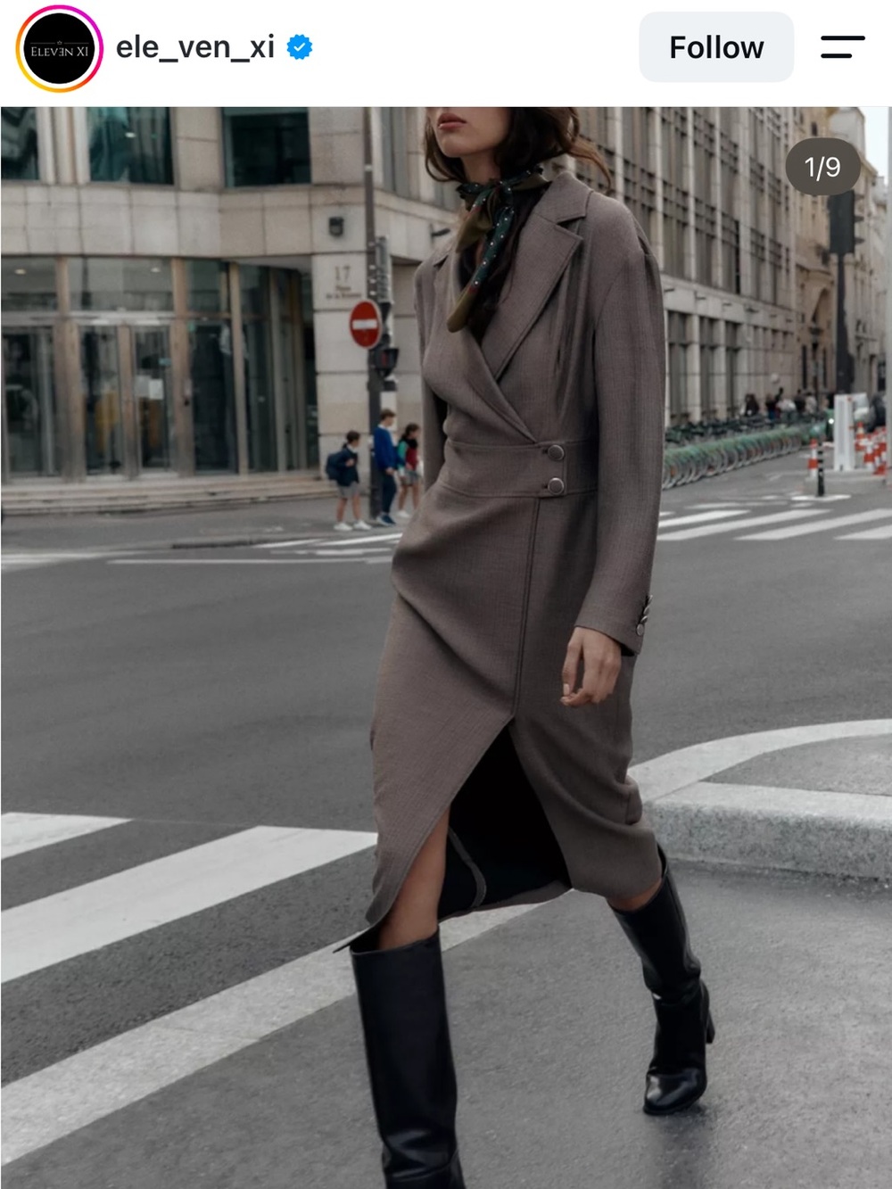 Zara Taupe Wrap Midi Dress
